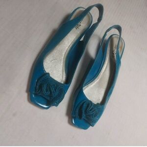 East5th Stylish Blue Slingback Heels Size 7M